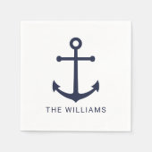 Blauer Anker und Individuelle Name der Nautischen  Serviette (Vorderseite)
