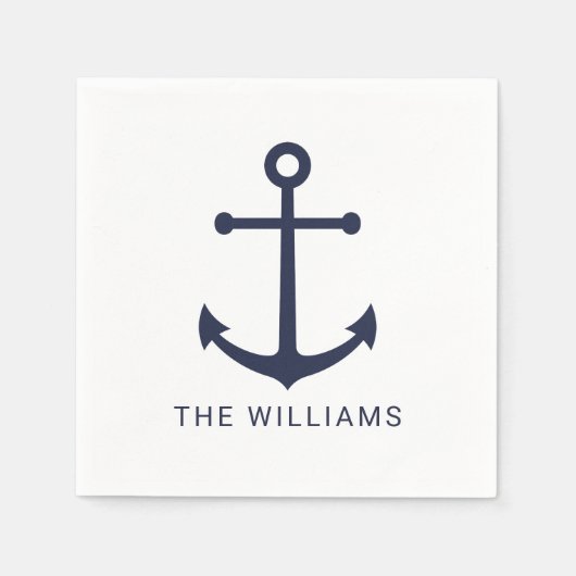 Blauer Anker und Individuelle Name der Nautischen Serviette (Vorderseite)