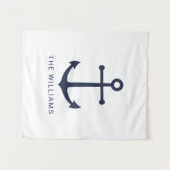 Blauer Anker und Individuelle Name der Nautischen Wandteppich (Vorderseite (Horizontal))