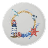 Blauer Anker und Muscheln auf Türkis Keramikknauf (Vorderseite)