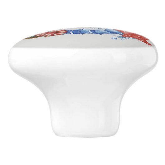 Blauer Anker und Muscheln auf Türkis Keramikknauf (Seitenansicht)