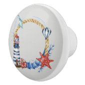 Blauer Anker und Muscheln auf Türkis Keramikknauf (Rechts)