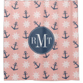 Blauer Anker und Radmuster der Koralleninsel Duschvorhang (Vorderseite)