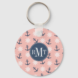 Blauer Anker und Radmuster der Koralleninsel Schlüsselanhänger