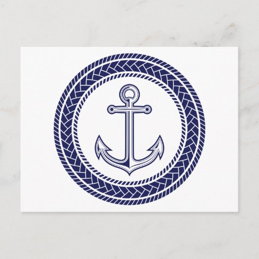 Blauer Anker und Seil Postkarte (Vorderseite)