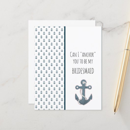 Blauer Anker wirst du meine Bridesmaid sein (Vorderseite/Rückseite Beispiel)