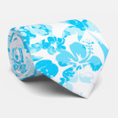 Blauer Anstrich tropischer Blumen Krawatte (Gerollt)