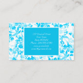 Blauer Anstrich tropischer Blumen Visitenkarte (Rückseite)