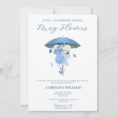 Blauer April Duschen bringen Mai Blume Babydusche Einladung (Vorderseite)