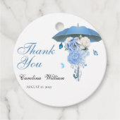 Blauer April Duschen bringen May Blume Babydusche Geschenkanhänger (Vorderseite)