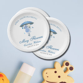 Blauer April Duschen bringen May Blume Babydusche Pappteller