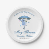 Blauer April Duschen bringen May Blume Babydusche Pappteller (Vorderseite)