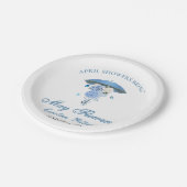 Blauer April Duschen bringen May Blume Babydusche Pappteller (Schrägansicht)