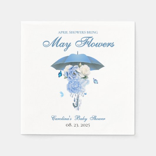 Blauer April Duschen bringen May Blume Babydusche Serviette (Vorderseite)