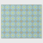 Blauer Aqua Blauer Blumenblock Tile Schönes Muster Geschenkpapier (Flach)