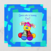 BLAUER AQUA KUBED 1. GEBURTSTAG EINLADUNG (Vorne/Hinten)