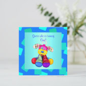 BLAUER AQUA KUBED 1. GEBURTSTAG EINLADUNG (Stehend Vorderseite)