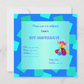 BLAUER AQUA KUBED 1. GEBURTSTAG EINLADUNG (Rückseite)