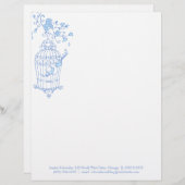 Blauer Aqua-Vogelkäfigbriefkopf Briefbogen (Vorne/Hinten)