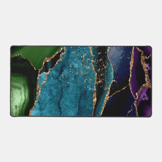 Blauer/Aquamarin/Lila Agate mit Glitzer-Venen Schreibtischunterlage (Vorderseite)