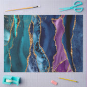 Blauer/Aquamarin/Lila Agate mit Glitzer-Venen Seidenpapier (Basteln)