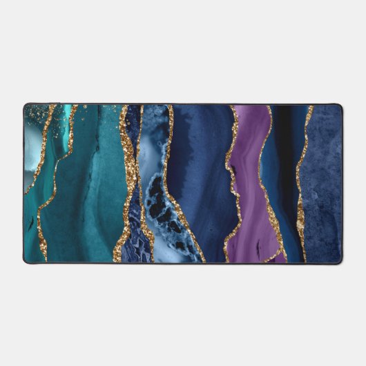 Blauer/Aquamarin/Lila Agate mit goldenen Venen Schreibtischunterlage (Vorderseite)