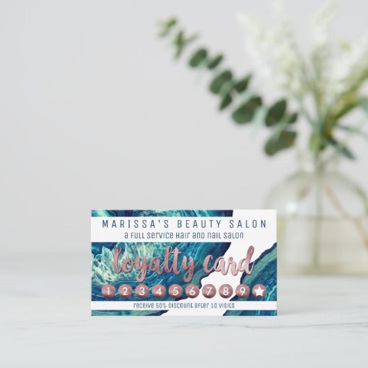 Blauer aquamariner Achat Geode Treuekarte (Stehend Vorderseite)