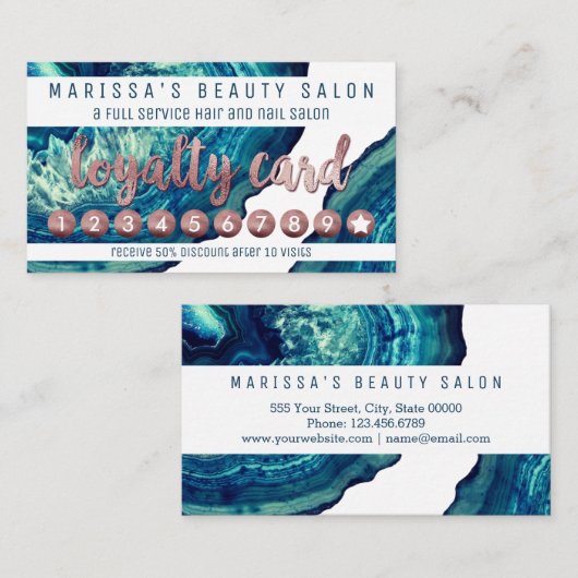 Blauer aquamariner Achat Geode Treuekarte (Vorne/Hinten)