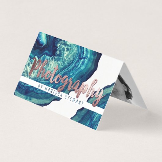 Blauer aquamariner Achat Geode Visitenkarten (Vorderseite)