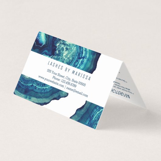 Blauer aquamariner Achat Geode Visitenkarten (Rückseite)