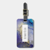Blauer, Aquamariner, Lila und goldener Alkoholtink Gepäckanhänger (Vorderseite vertikal)