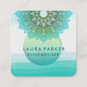 Blauer Aquamariner Wasserpark Lotus Quadratische Visitenkarte