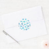 Blauer Aquarelldruck Runder Aufkleber (Umschlag)
