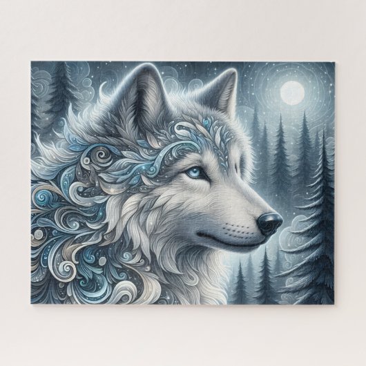 Blauer Arktischer Wolf Puzzle (Horizontal)