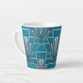 Blauer Art Deco Lattebecher Milchtasse (Linke Ecke)