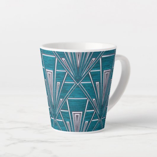 Blauer Art Deco Lattebecher Milchtasse (Rechte Ecke)