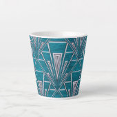 Blauer Art Deco Lattebecher Milchtasse (Vorderseite)