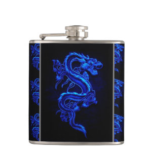 Blauer asiatischer Drache Flachmann