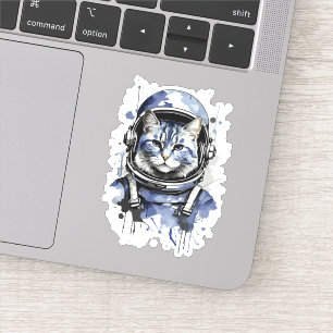 Blauer Astronaut Katzen-Splash-Design Aufkleber