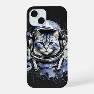 Blauer Astronaut Katzen Splash Design iPhone 15 Hülle