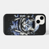 Blauer Astronaut Katzen Splash Design iPhone Hülle (Rückseite (Horizontal))