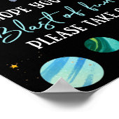 Blauer Astronaut Weltraum Blast des Fun Birthday G Poster (Ecke)