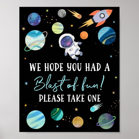 Blauer Astronaut Weltraum Blast des Fun Birthday G Poster (Vorne)
