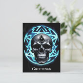 Blauer ätherischer Arkanskull der Dunkelheit Postkarte (Stehend Vorderseite)