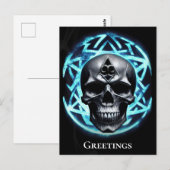 Blauer ätherischer Arkanskull der Dunkelheit Postkarte (Vorne/Hinten)