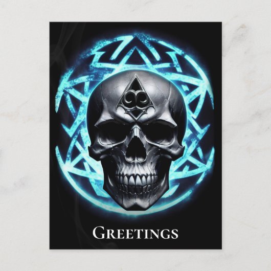 Blauer ätherischer Arkanskull der Dunkelheit Postkarte (Vorderseite)