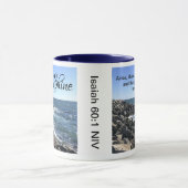 Blauer Atlantik Bibel Verse Küstenwellen Tasse (Zentrum)