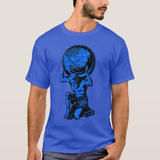 Blauer Atlas-Mythologieweightlifting-T - Shirt (Vorderseite)