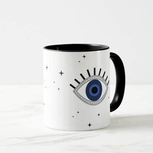 Blauer Augenschutz viel Glück Magie Amulett Tasse (VorderseiteRechts)