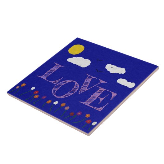 Blauer Außenbereich, LIEBE Grosse Keramik Tile Fliese (Seite)